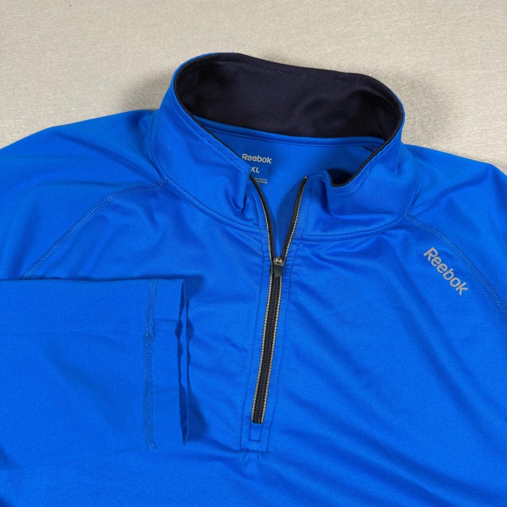 Reebok Trail Quarter-Zip Pullover Mens XL Blue Activewear Long Sleeve Athletic